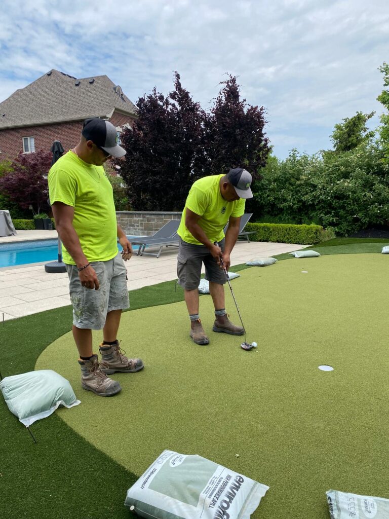 testing grade new putting green installation